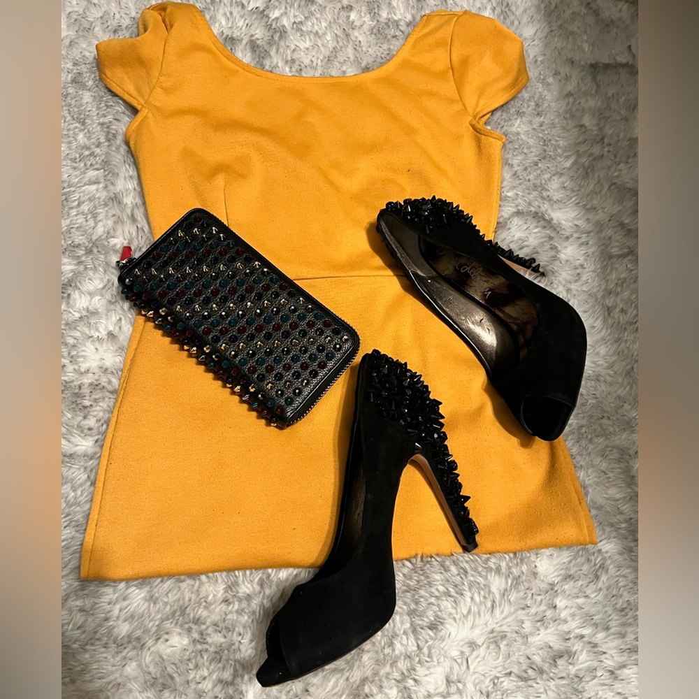 CHRISTIAN LOUBOUTIN PANETTONE black rainbow RARE stud zippy wallet AUTHENTIC